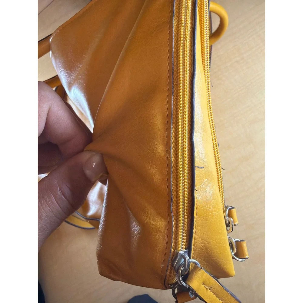 Bueno Mustard Yellow Faux Leather Laptop Bag Briefcase Crossbody Messenger